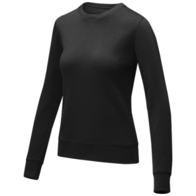 ZENON WOMEN’S CREW NECK SWEATER in Solid Black