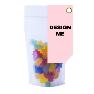 CUSTOM TAG SWEETS in Clear Transparent Eco Pouch - 150g