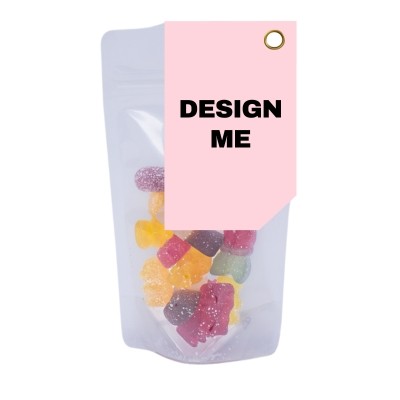 CUSTOM TAG SWEETS in Clear Transparent Eco Pouch - 50g