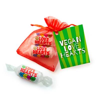 VEGAN LOVE HEART SWEETS in Organza Bag