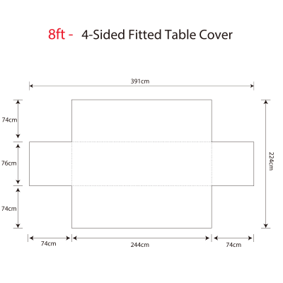 FULL COVERAGE FITTED TABLE CLOTH - 76X244CM (8FT TABLE)