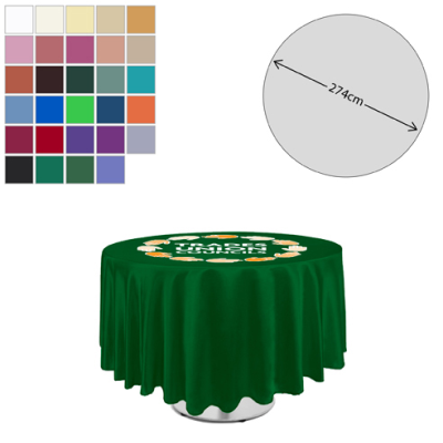 PREMIUM FABRIC TABLE CLOTH - ROUND - 275CM (4FT TABLE - FULL DROP)