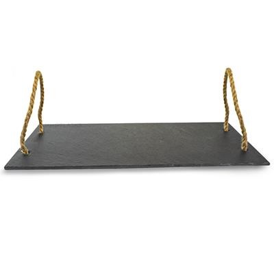 SLATE RECTANGULAR SERVING PLATTER with Rope Handle