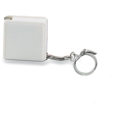 KEYRING W_&_ FLEXIBLE RULER 1M in White