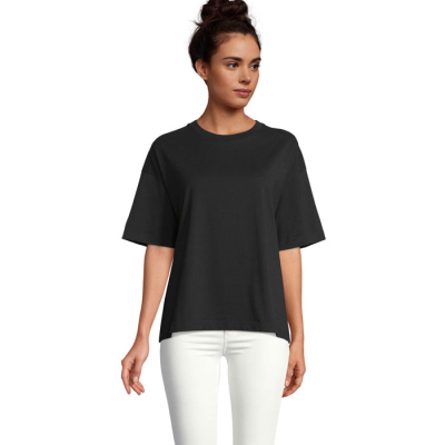 BOXY LADIES OVERSIZE TEE SHIRT in Black