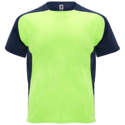 BUGATTI SHORT SLEEVE CHILDRENS SPORTS TEE SHIRT in Fluor Green & Navy Blue