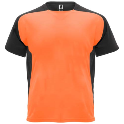 BUGATTI SHORT SLEEVE CHILDRENS SPORTS TEE SHIRT in Fluor Orange & Solid Black