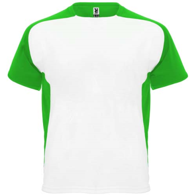 BUGATTI SHORT SLEEVE CHILDRENS SPORTS TEE SHIRT in White & Fern Green