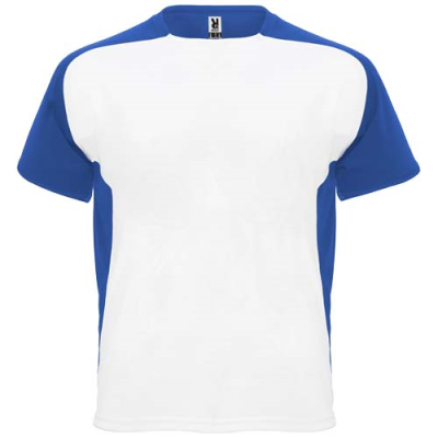 BUGATTI SHORT SLEEVE CHILDRENS SPORTS TEE SHIRT in White & Royal Blue