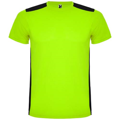 DETROIT SHORT SLEEVE CHILDRENS SPORTS TEE SHIRT in Lime & Solid Black