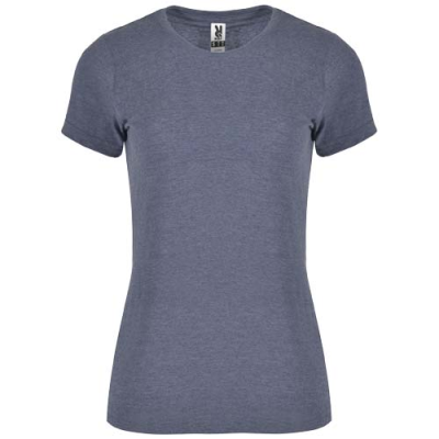 FOX SHORT SLEEVE WOMENS TEE SHIRT in Heather Denim Blue