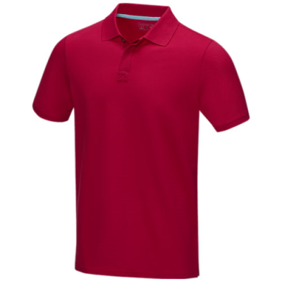 GRAPHITE GREY SHORT SLEEVE MEN’S ORGANIC POLO in Red