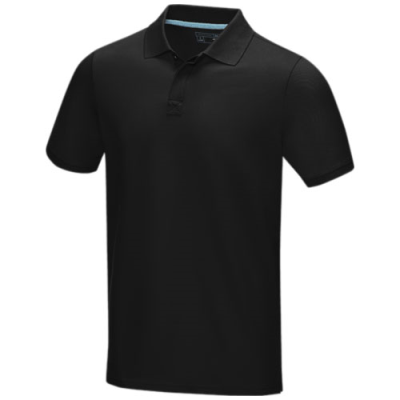 GRAPHITE GREY SHORT SLEEVE MEN’S ORGANIC POLO in Solid Black