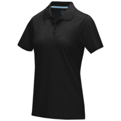 GRAPHITE GREY SHORT SLEEVE WOMEN’S ORGANIC POLO in Solid Black