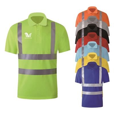 HIGH VISIBILITY REFLECTIVE CONSTRUCTION SAFETY POLO TEE SHIRT