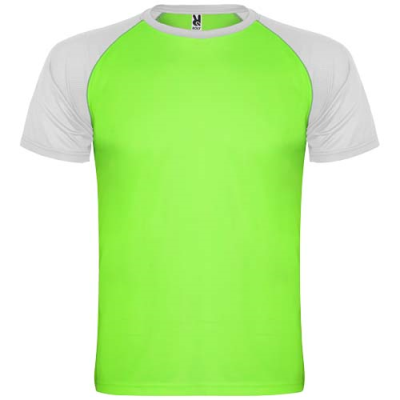 INDIANAPOLIS SHORT SLEEVE CHILDRENS SPORTS TEE SHIRT in Fluor Green & White