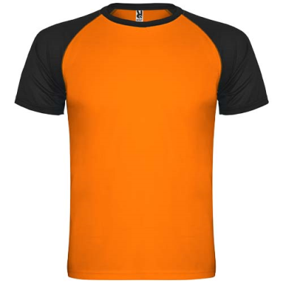 INDIANAPOLIS SHORT SLEEVE CHILDRENS SPORTS TEE SHIRT in Fluor Orange & Solid Black