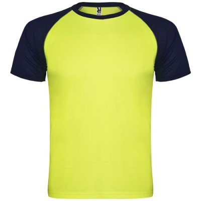 INDIANAPOLIS SHORT SLEEVE CHILDRENS SPORTS TEE SHIRT in Fluor Yellow & Navy Blue