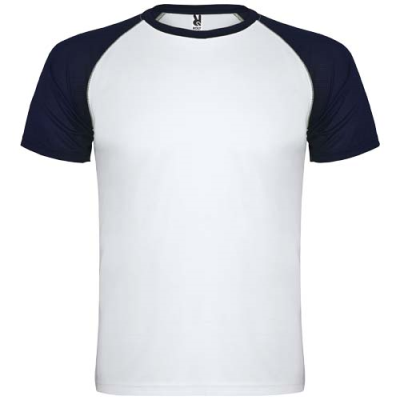 INDIANAPOLIS SHORT SLEEVE UNISEX SPORTS TEE SHIRT in White & Navy Blue