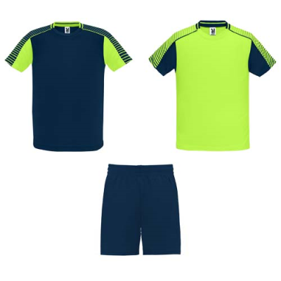 JUVE CHILDRENS SPORTS SET in Fluor Green & Navy Blue