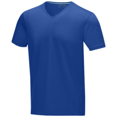 KAWARTHA SHORT SLEEVE MENS ORGANIC V-NECK TEE SHIRT in Blue