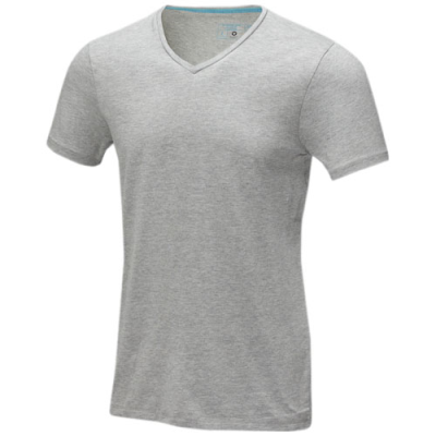 KAWARTHA SHORT SLEEVE MENS ORGANIC V-NECK TEE SHIRT in Grey Melange