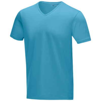 KAWARTHA SHORT SLEEVE MENS ORGANIC V-NECK TEE SHIRT in Nxt Blue