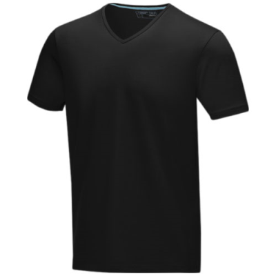 KAWARTHA SHORT SLEEVE MENS ORGANIC V-NECK TEE SHIRT in Solid Black