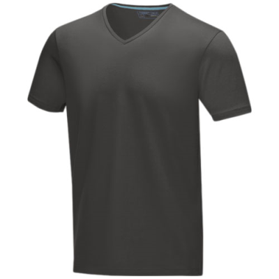 KAWARTHA SHORT SLEEVE MENS ORGANIC V-NECK TEE SHIRT in Storm Grey