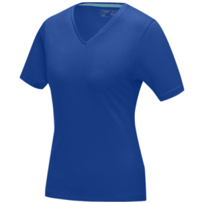 KAWARTHA SHORT SLEEVE WOMENS ORGANIC V-NECK TEE SHIRT in Blue