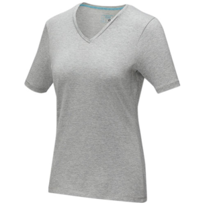 KAWARTHA SHORT SLEEVE WOMENS ORGANIC V-NECK TEE SHIRT in Grey Melange