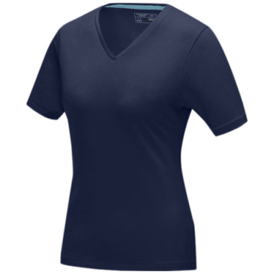 KAWARTHA SHORT SLEEVE WOMENS ORGANIC V-NECK TEE SHIRT in Navy