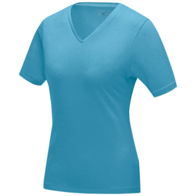 KAWARTHA SHORT SLEEVE WOMENS ORGANIC V-NECK TEE SHIRT in Nxt Blue