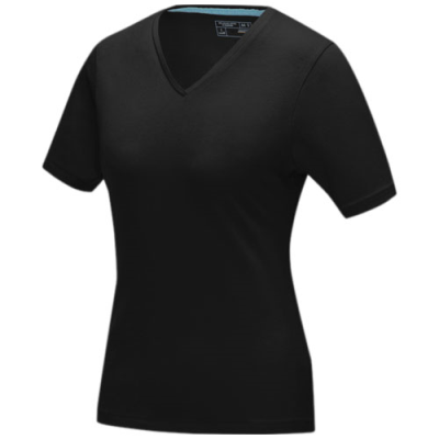 KAWARTHA SHORT SLEEVE WOMENS ORGANIC V-NECK TEE SHIRT in Solid Black