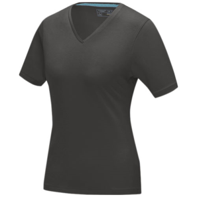 KAWARTHA SHORT SLEEVE WOMENS ORGANIC V-NECK TEE SHIRT in Storm Grey