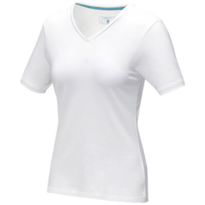 KAWARTHA SHORT SLEEVE WOMENS ORGANIC V-NECK TEE SHIRT in White