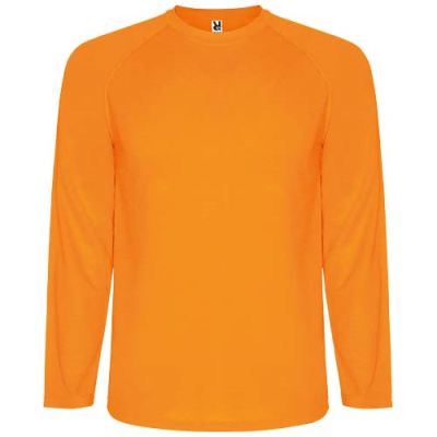 MONTECARLO LONG SLEEVE CHILDRENS SPORTS TEE SHIRT in Fluor Orange