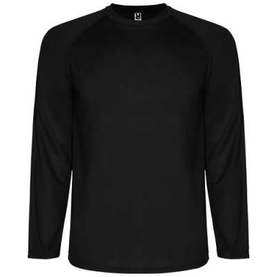 MONTECARLO LONG SLEEVE CHILDRENS SPORTS TEE SHIRT in Solid Black