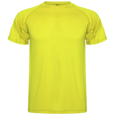 MONTECARLO SHORT SLEEVE CHILDRENS SPORTS TEE SHIRT in Fluor Yellow