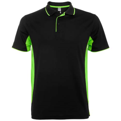 MONTMELO SHORT SLEEVE UNISEX SPORTS POLO in Solid Black & Lime