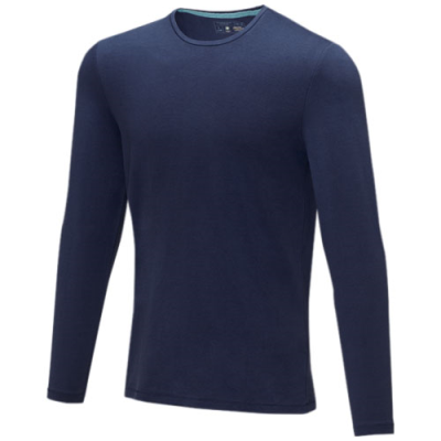 PONOKA LONG SLEEVE MENS ORGANIC TEE SHIRT in Navy