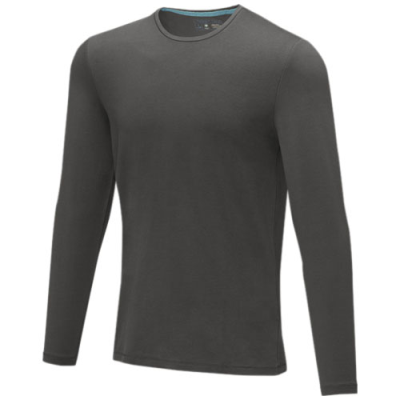 PONOKA LONG SLEEVE MENS ORGANIC TEE SHIRT in Storm Grey