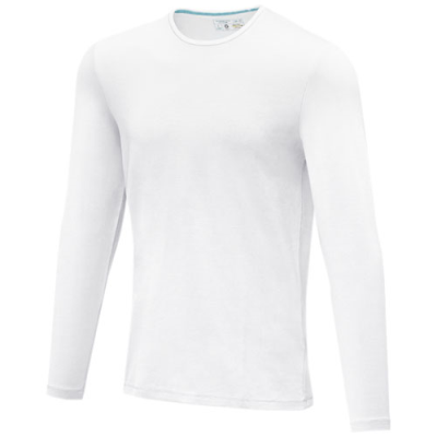 PONOKA LONG SLEEVE MENS ORGANIC TEE SHIRT in White