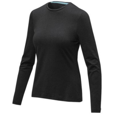 PONOKA LONG SLEEVE WOMENS ORGANIC TEE SHIRT in Solid Black