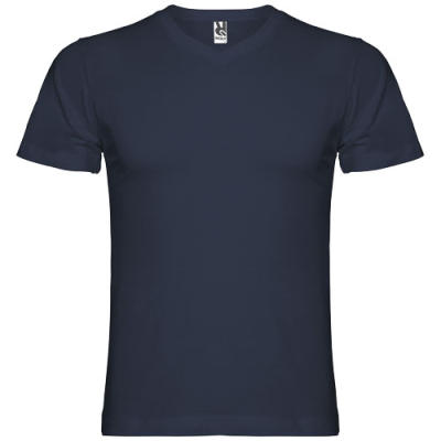 SAMOYEDO SHORT SLEEVE MENS V-NECK TEE SHIRT in Navy Blue