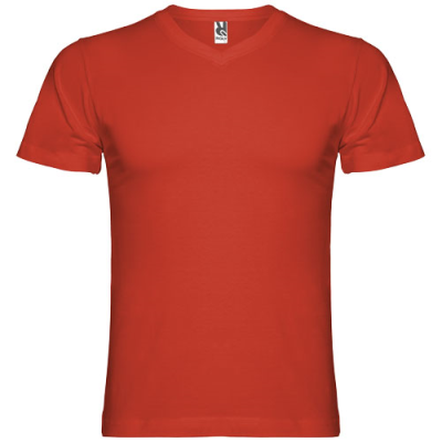 SAMOYEDO SHORT SLEEVE MENS V-NECK TEE SHIRT in Red