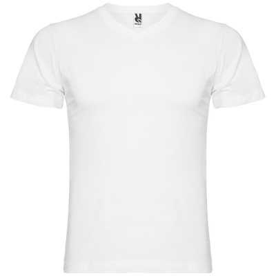 SAMOYEDO SHORT SLEEVE MENS V-NECK TEE SHIRT in White