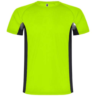 SHANGHAI SHORT SLEEVE CHILDRENS SPORTS TEE SHIRT in Fluor Green & Solid Black