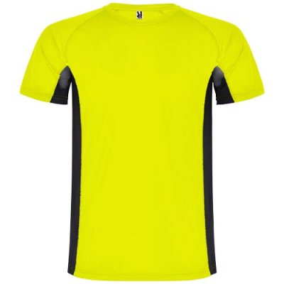 SHANGHAI SHORT SLEEVE CHILDRENS SPORTS TEE SHIRT in Fluor Yellow & Solid Black