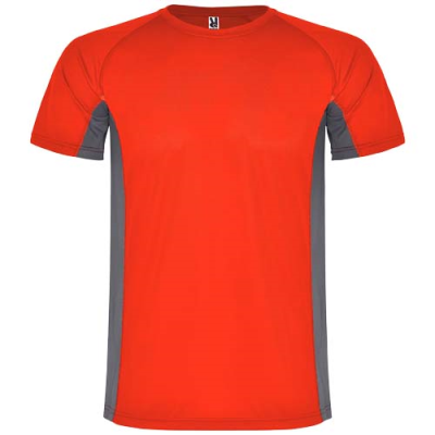 SHANGHAI SHORT SLEEVE CHILDRENS SPORTS TEE SHIRT in Red & Dark Lead